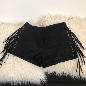 Chic Black Fringe Shorts
